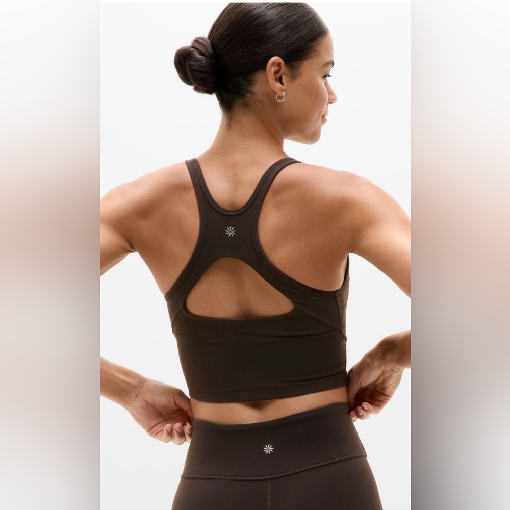 NWT ATHLETA Intention Crop Bra TRUFFLE A-C Sz M